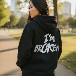 Black Hoodie with White Text